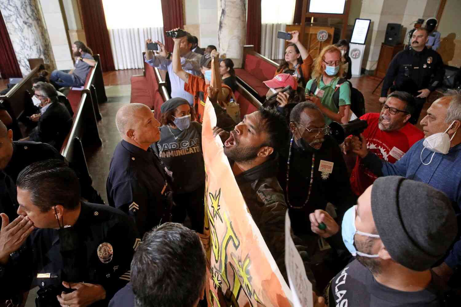 Los Angeles Police Serve Search warrants in investigation of secret recordings of city council meetings